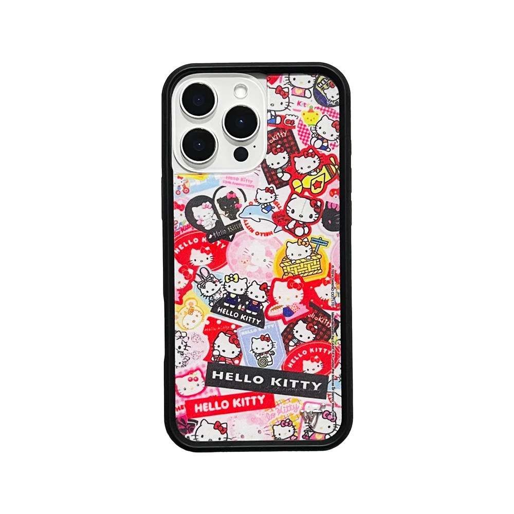 USA Hello Kitty WF Wildflower Cases for iPhone 15Pro 12 13 14 15 16 Pro Max Plus 16pro 16plus wf label Phone Cover Funda