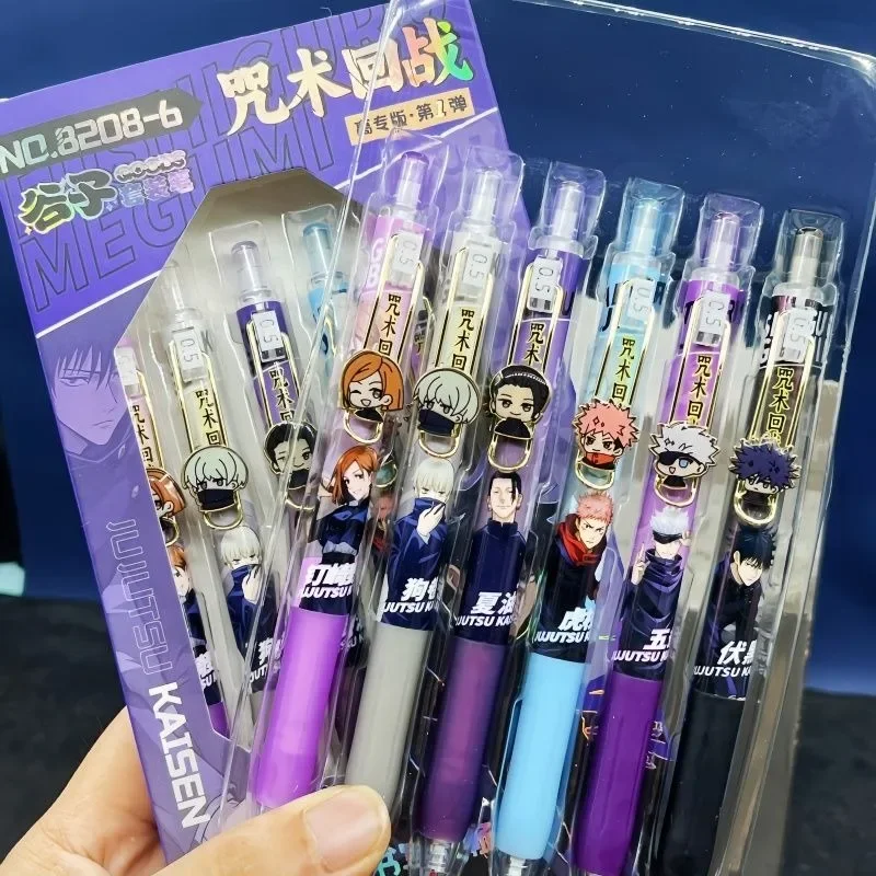 6 قطعة Jujutsu Kaisen جل أقلام أسود 0.5 مللي متر أنيمي جوجو ساتورو الصحافة القلم طالب القرطاسية الكرتون الكتابة امتحان اللوازم المدرسية #3