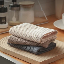 Cotton Dishcloth Honeycomb Towel Can Be Hung Square Towel Household Kitchen Living Room Hand Towel Desktop Cleaning Cloth