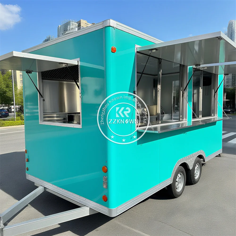 

Outdoor Food Truck Mobile Juice Beer Drink Coffee Salad Snack Catering Cart Concession Food Trailer With Fully Equipped