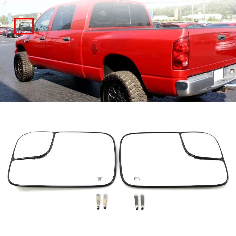 1Pair Car Door Mirror Glass Exterior Rearview Mirror Lens Replacement For Dodge Ram 1500 2500 3500 5161011AA 5161010AA