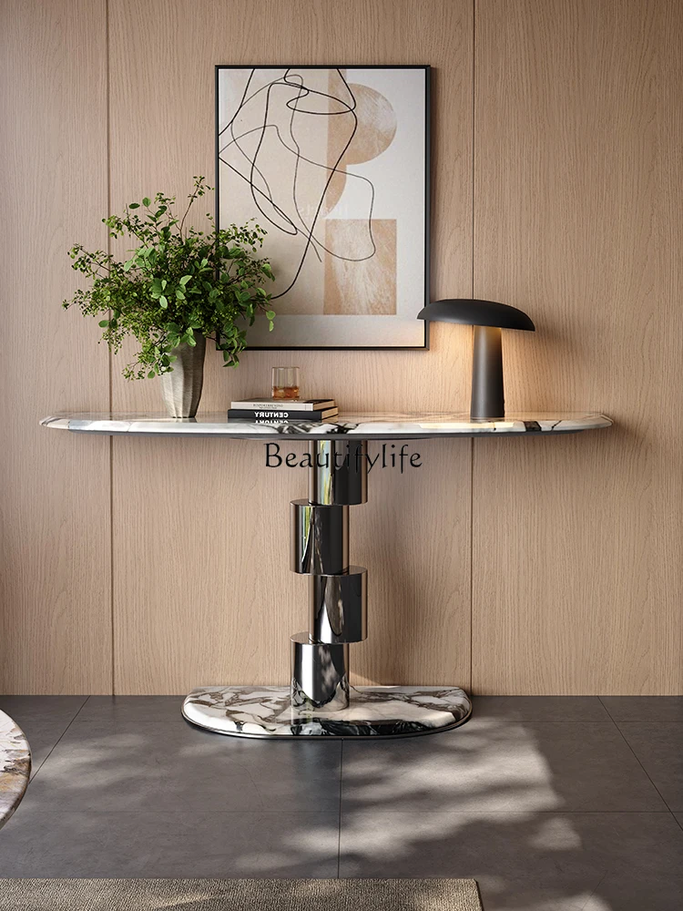 

High-end Italian light luxury marble luxury stone entrance table ultra-narrow villa hotel corridor case end view table
