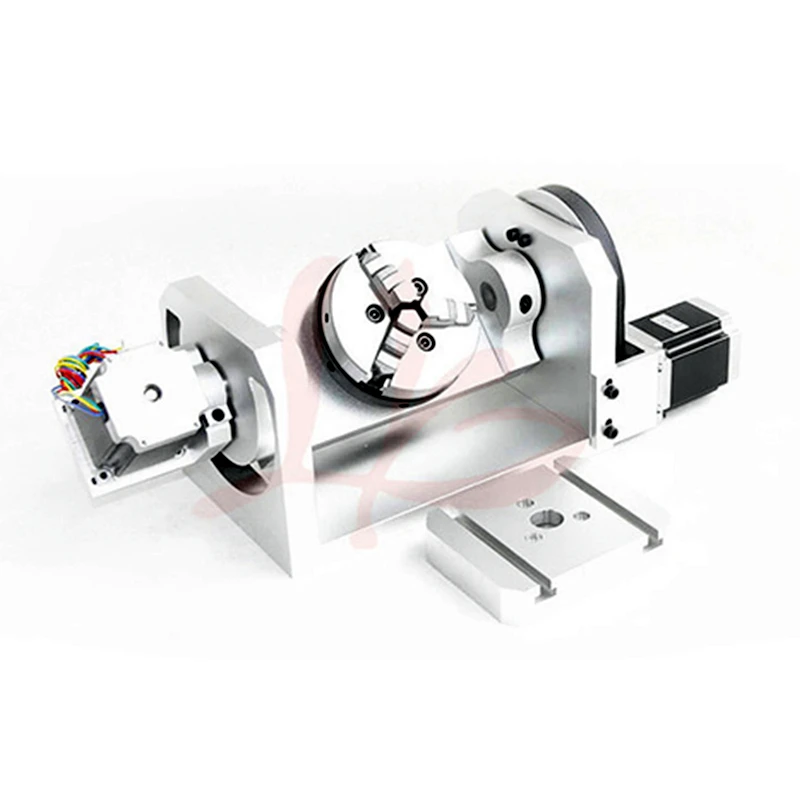 LY แกนหมุน 3jaw Chuck พร้อมตาราง 5th แกนหมุน 98 มม.ความสูงกลางสําหรับเครื่องแกะสลัก