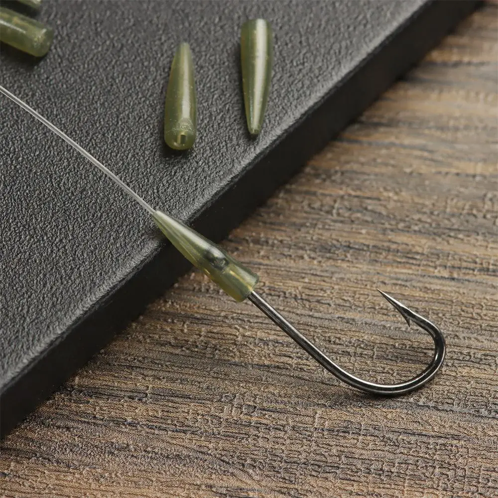 

50Pcs New Green Rubber Anti Tangle Fishing Accessories Micro Carp Connect with Fishing Hook Sleeve Tail Rubber Cone