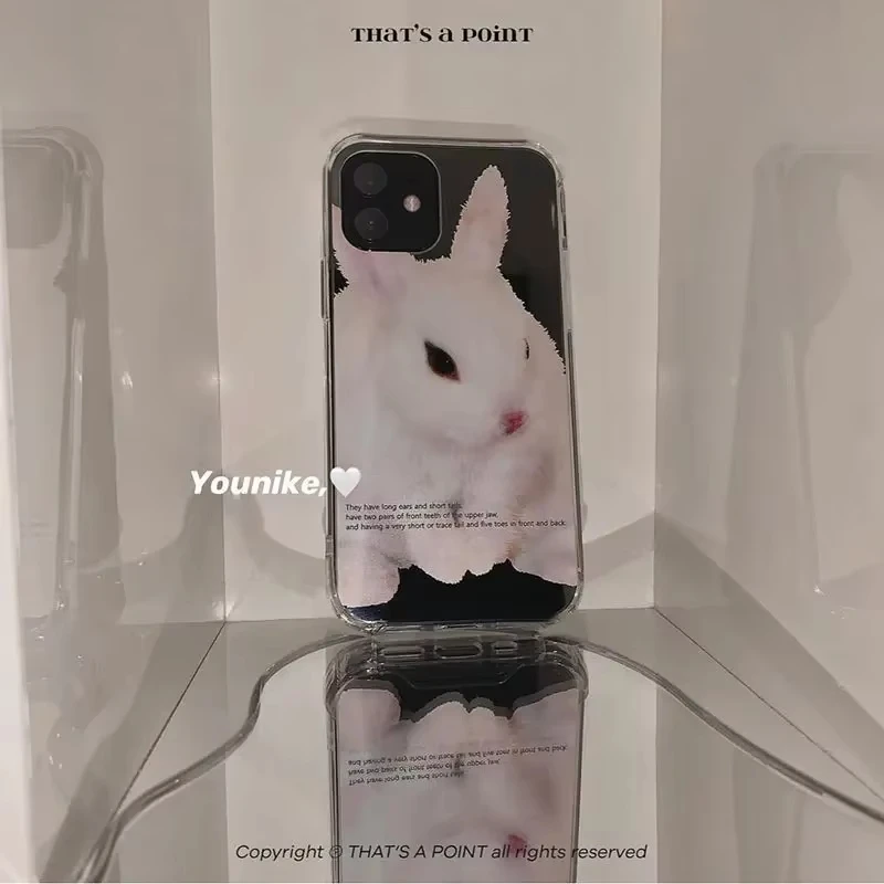 Custodia per telefono coniglio carino cartone animato coreano per iPhone 17 Air 16 Pro Max 15 14 Plus 13 12 Mini 11 Pro Cover posteriore in silicone antiurto