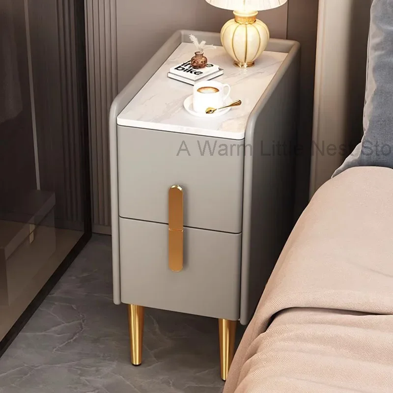 Multifunctional Narrow Nightstands Mini Italian Modern Smart Bedside Table With Wireless Charger Low Nachttisch Home Furniture