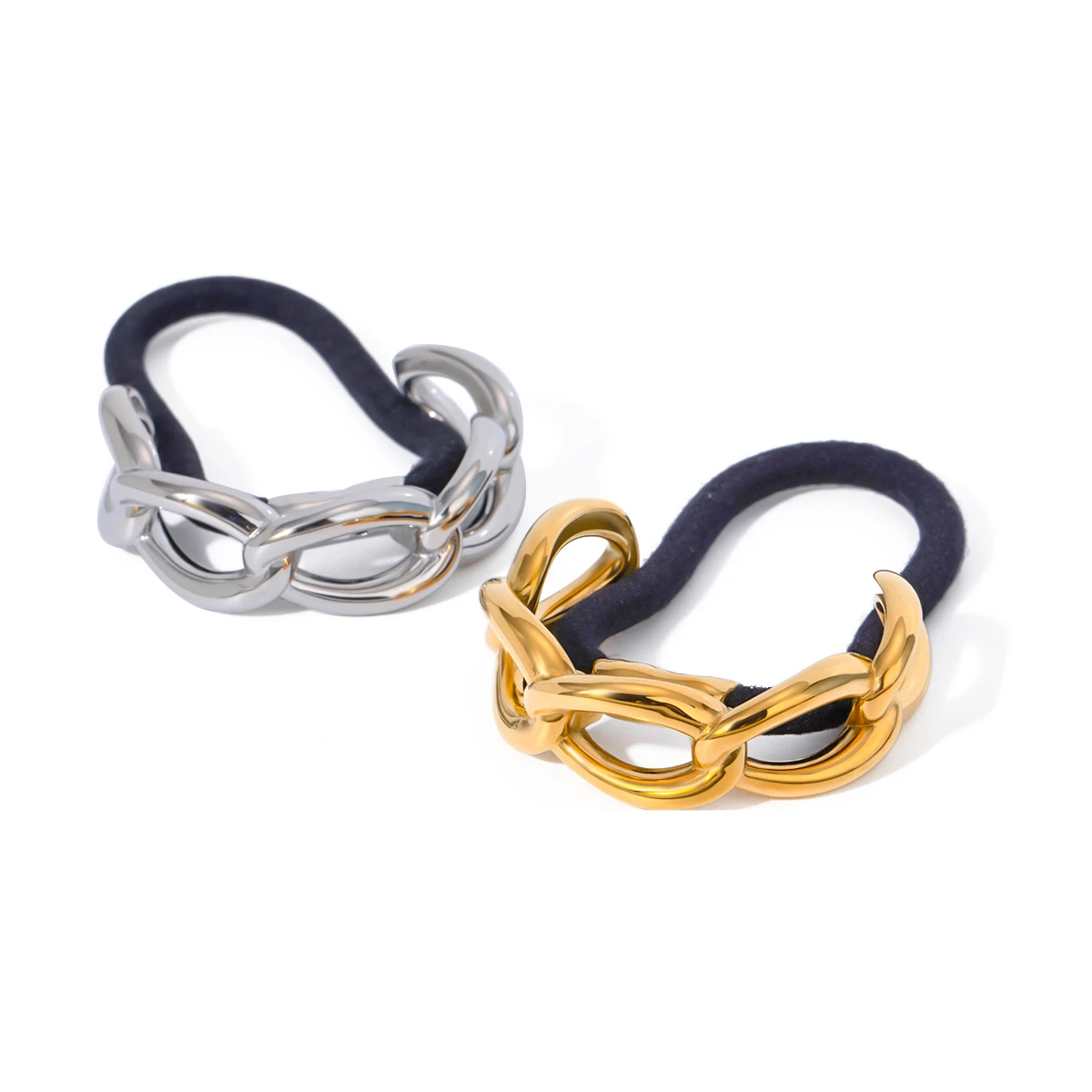 Jewelryposter benzersiz tasarım geometrik döngü büküm Hollow saç halat altın gümüş PVD kaplama Metal kadınlar günlük mizaç takı