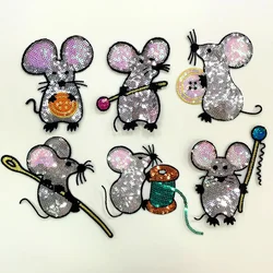 6Pcs/Set Mouse Sequins Patches Applique Repair Sewing Garment Accessories DIY Decoration