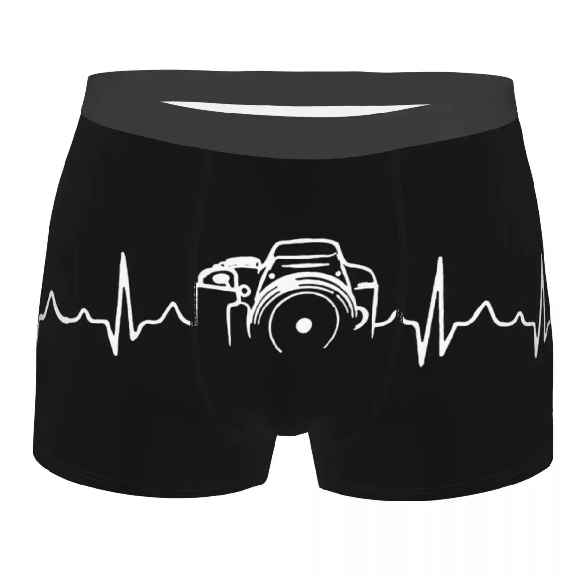 Funny Boxer Shorts Panties Briefs Men's Heartbeat Of Camera Underwear Photographer Polyester Underpants for Homme