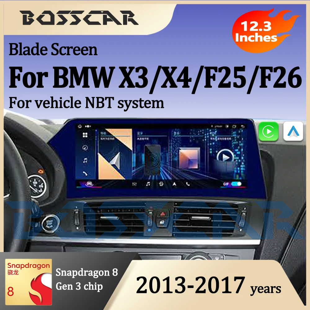 

12.3"Android Car Blade Screen For BMW X3/X4/F25/F26 2013-2017 NBT System Wireless CarPlay HD Touchscreen Multimedia Video Player