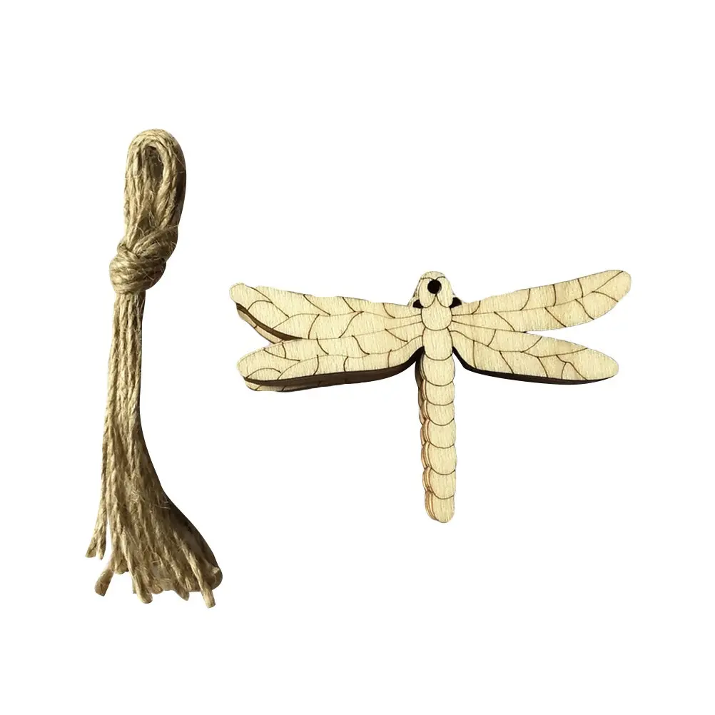 10Pcs Smooth Sanded Wood Dragonfly Ornaments with Hole for Hanging DIY Craft Projects Wedding Festival Birthday Home Decor