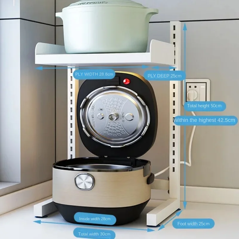 Compact Kitchen Air Fryer Storage Rack Layered Appliance Organizer Narrow Countertop Pot Storage Solution