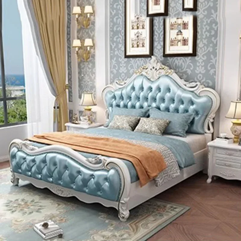 

Royal Queen Bed Double Modern Whitr King Bed Headboard Frame Double Girl Boys Sleeping Letti Matrimoniali Bedroom Furniture