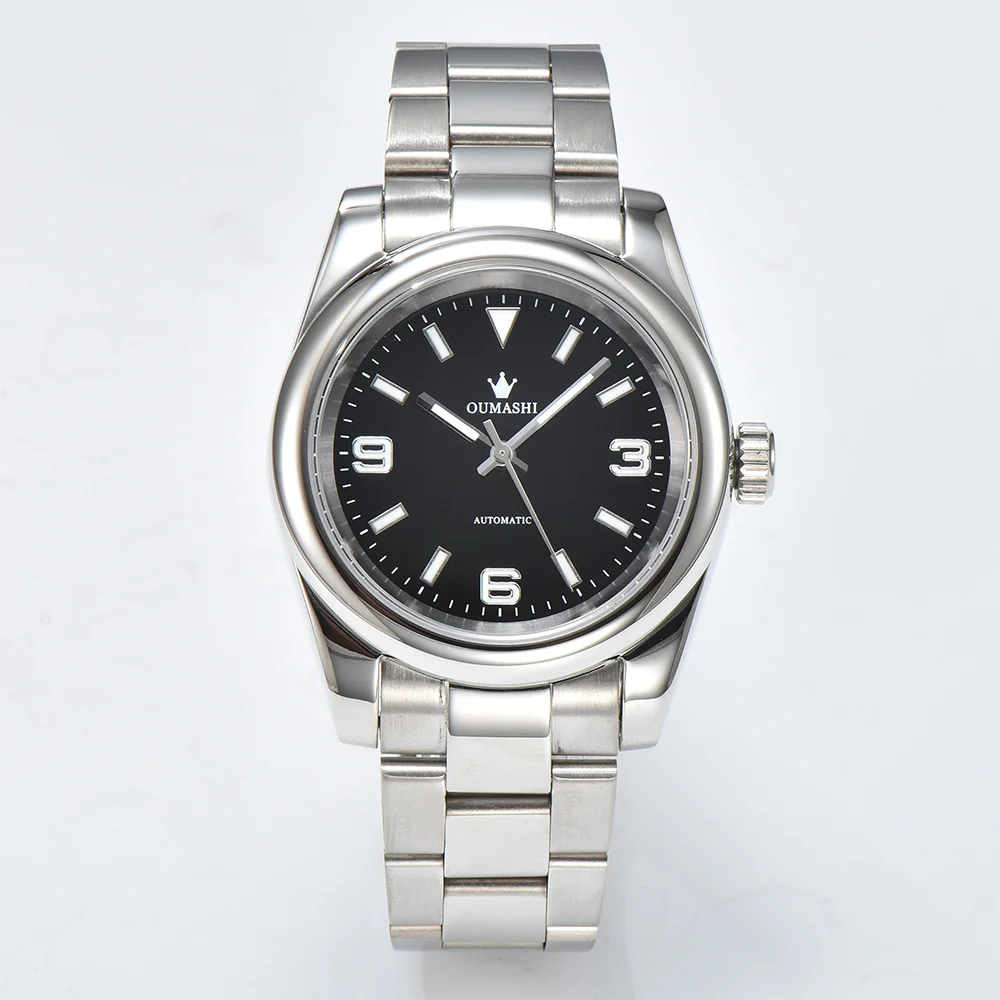 นาฬิกากันน้ำสำหรับผู้ชาย, นาฬิกา NH35ทำจากแก้วแซฟไฟร์มีเส้นผ่านศูนย์กลาง39มม. ทำจากแก้วแซฟไฟร์กันน้ำได้100