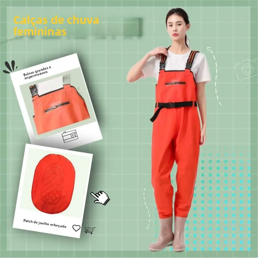 women's-waterproof-overalls-beach-rain-boots-half-length-water-resistant-clothing-for-fishing-and-wading-children's-gear