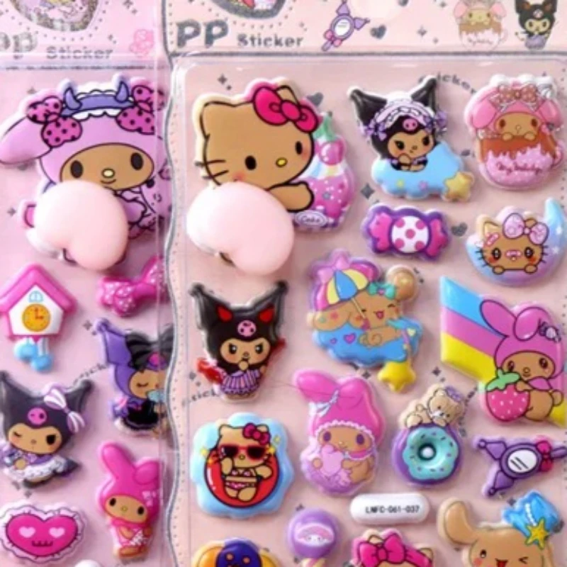 Kawaii Sanrio Happy Buttocks Stickers Cartoon Soft Pinched Children's Decompression 3D Bubble Sticker Phone Case Decoration