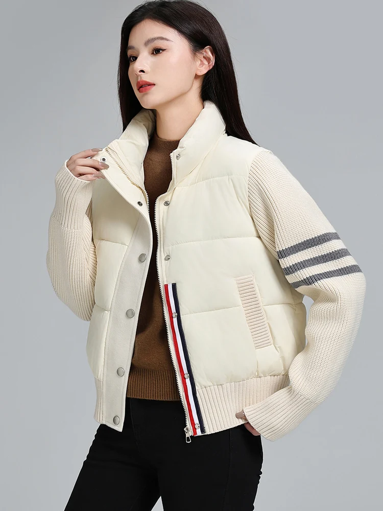 Or Capispalla da donna in cotone con giuntura lavorata a maglia Jaet Autunno Inverno Sle Cappotto in cotone color sangue dal design semplice per donna