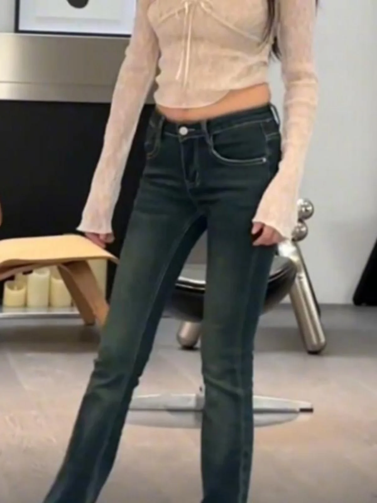 

Retro Low Waist Flared Jeans Women's Korean Style Slimming Bootcut Straight Leg Pants Spring Summer New Arrival