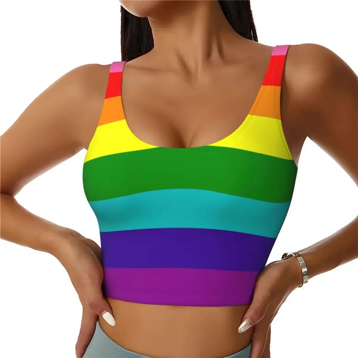 مخصص المرأة مثلي الجنس فخر قوس قزح العلم LGBTQ الرياضة الصدرية LGBT مثليه ثنائي الجنس عالية التأثير الصالة الرياضية تجريب اليوغا المحاصيل تانك القمم