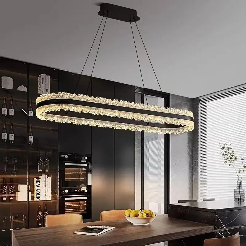 Italian Iceberg Runway Restaurant Chandeliers Nordic Modern Minimalist Dining Table Bar Lamp Full Spectrum LED Oval Lamp