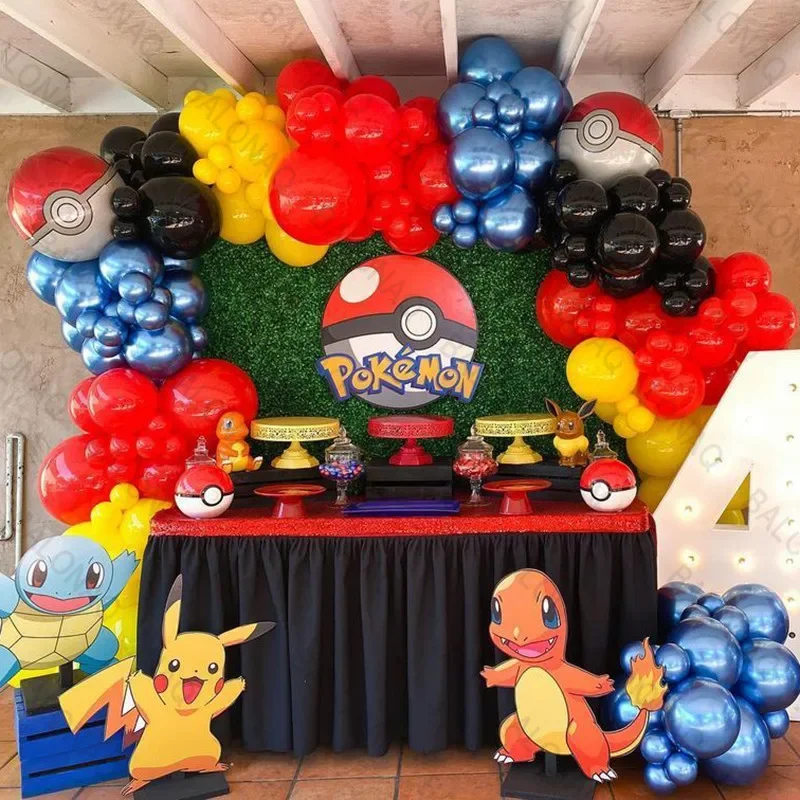 Set de 127 Globos de Pikachu para Fiesta, Globos de Aluminio de Pokémon, Globos de Aluminio de Estrellas, Decoración para Fiesta de Pokémon