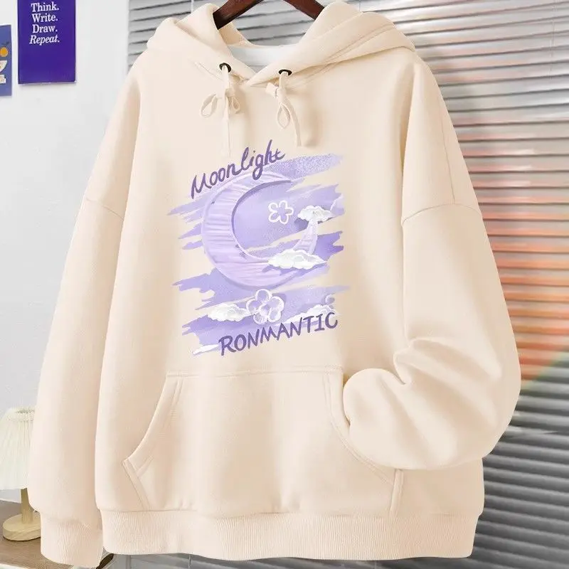Women's Hooded Sweatshirt with Fleece Jacket, Thin Style, Loose Top, Autumn and Winter, New, 2021