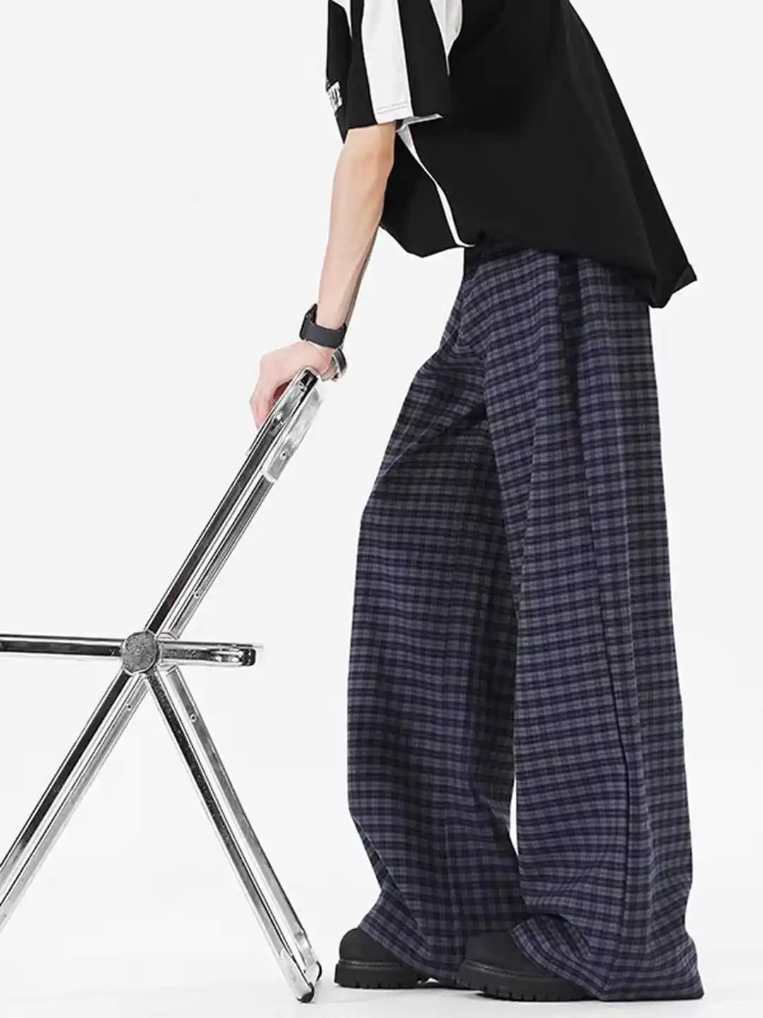 

Women's Baggy Plaid Long Pants Oversize Sweatpants with Elastic Band Harajuku Japanese 2000s Style Vintage Y2k Trousers Clothes