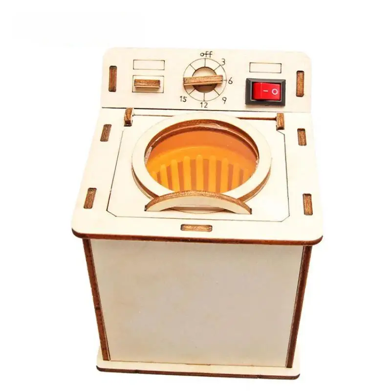 DIY Wooden Washing Machine Science Experiment STEM Kit Physical Learning Model for School Handcraft Class Use