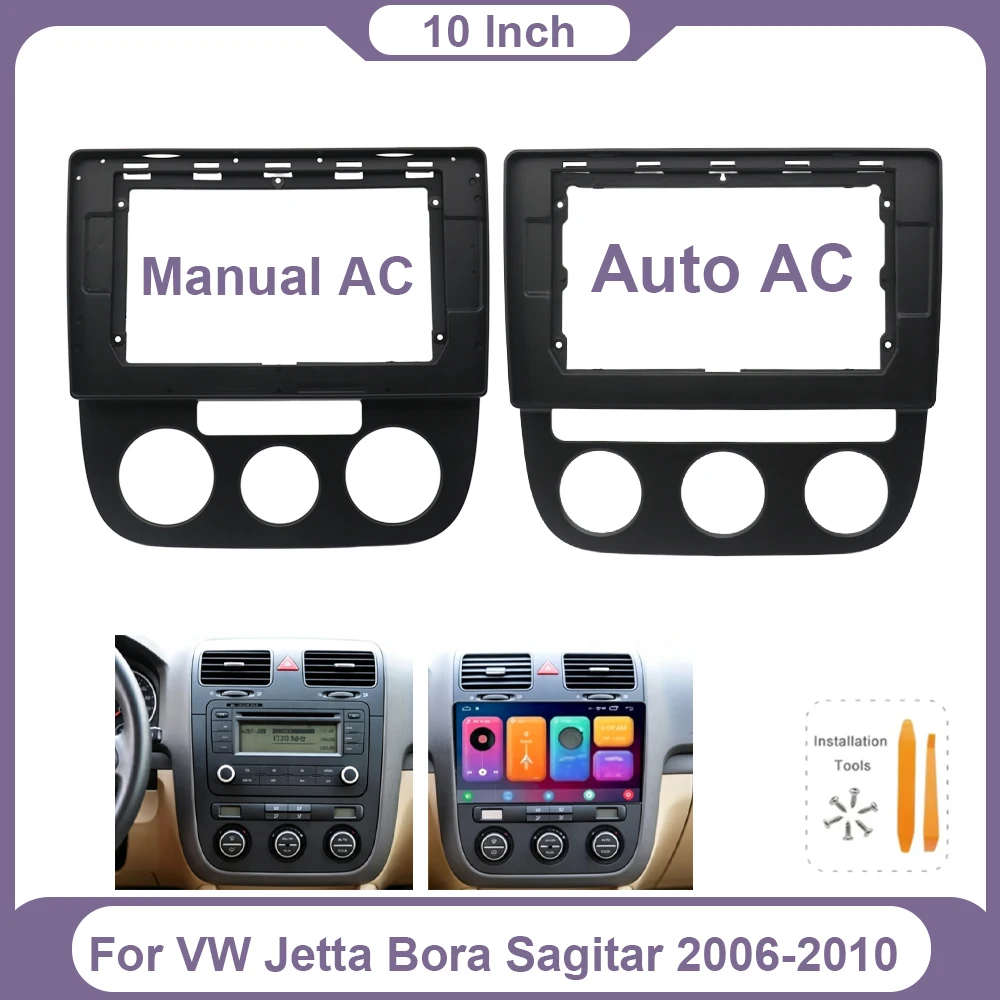 For VW Jetta Bora Sagitar 2006-2010 10.1 Inch 2 Din Android Car Radio GPS Player CD Dashboard Plastic Fascia Panel Frame