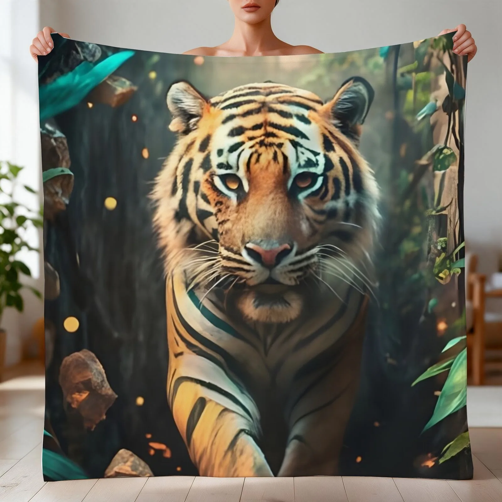 However, just as the tiger seemed ready to strike, it turned and walked away, disappearing through a hidden passag Throw Blanket