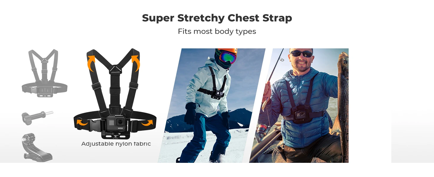K&F CONCEPT 5 in 1 Brustgurt Rucksackclip Kopf und Handgelenkband für GoPro Hero DJI Osmo Action 5 und Pocket Insta360 Zubehörse – Detail 3