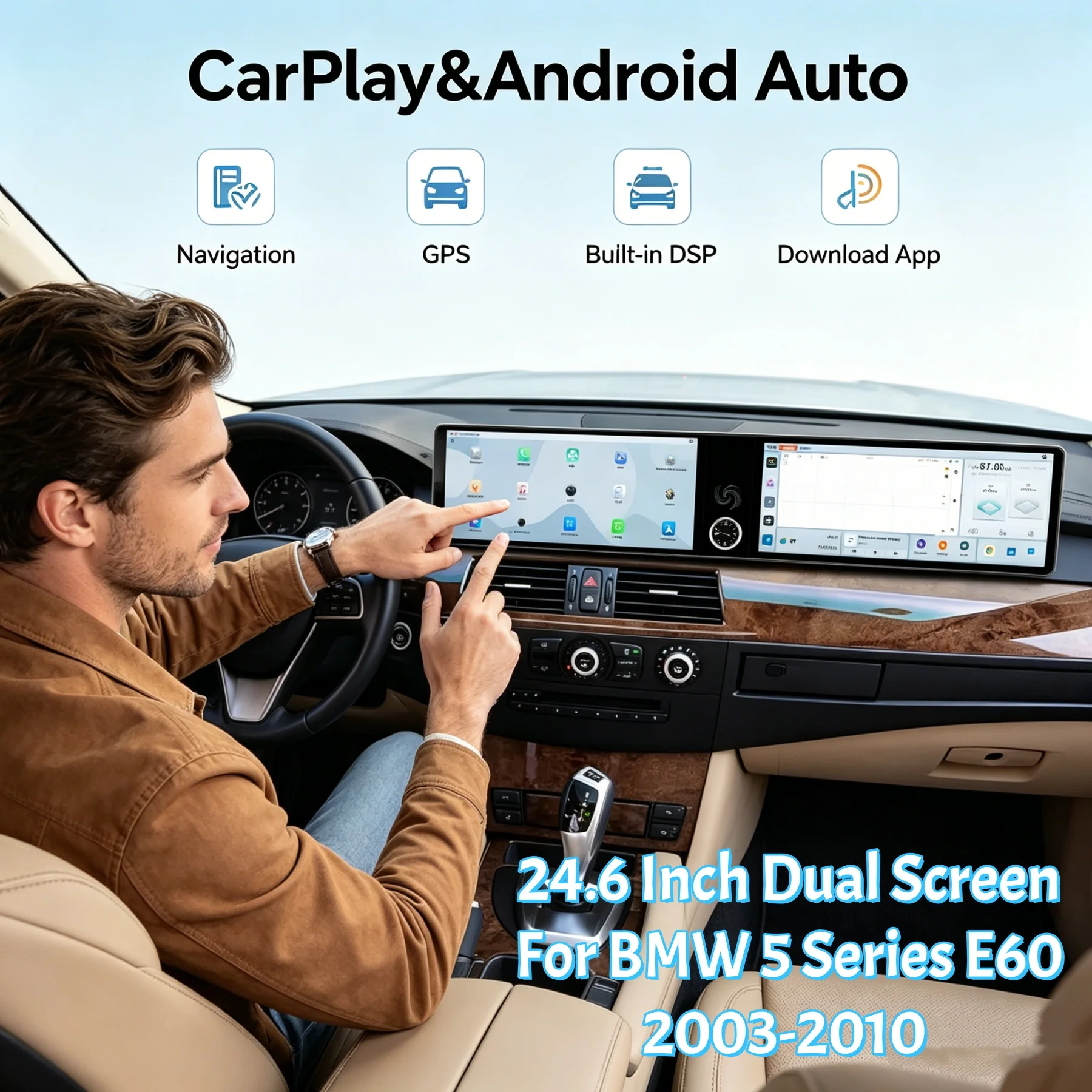 

Dual 12.3 Inch Screen Android Car Auto Radio Carplay For BMW 5 Series E60 2003-2010 Multimedia Player GPS Navigation Head Unit