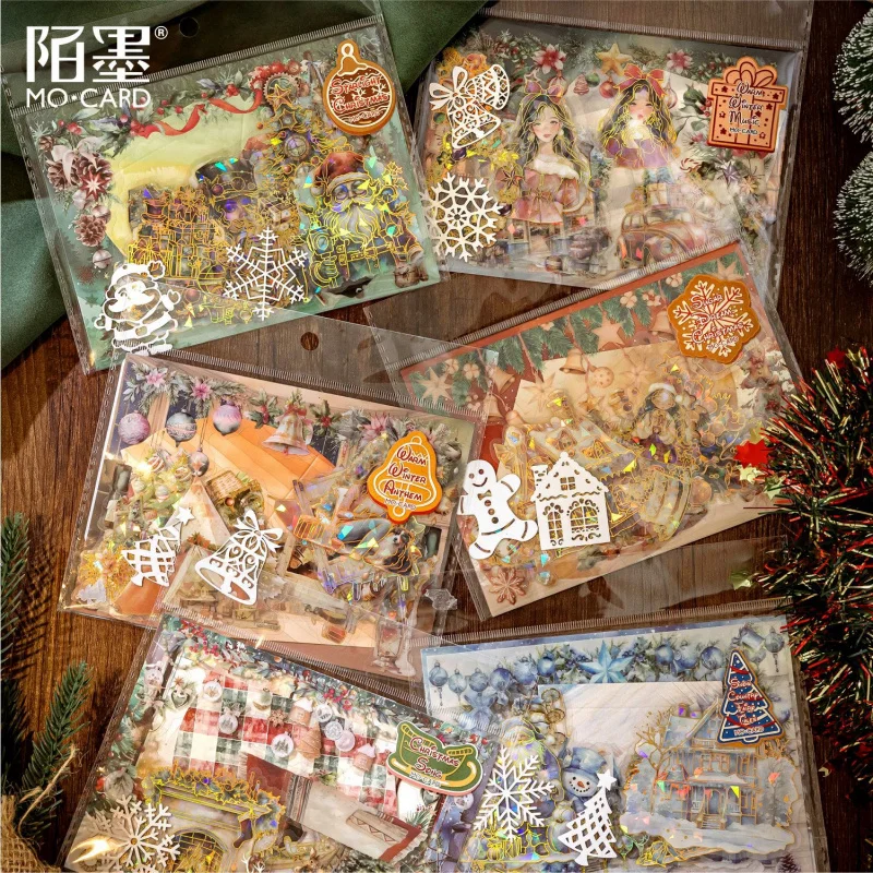 25 Blatt Eiskristall-Aufkleberpaket mit Goldfolie und weihnachtlichem Motiv, glänzende Folienakzente auf Schneeflocken-/Eismotiven für Weihnachtskarten