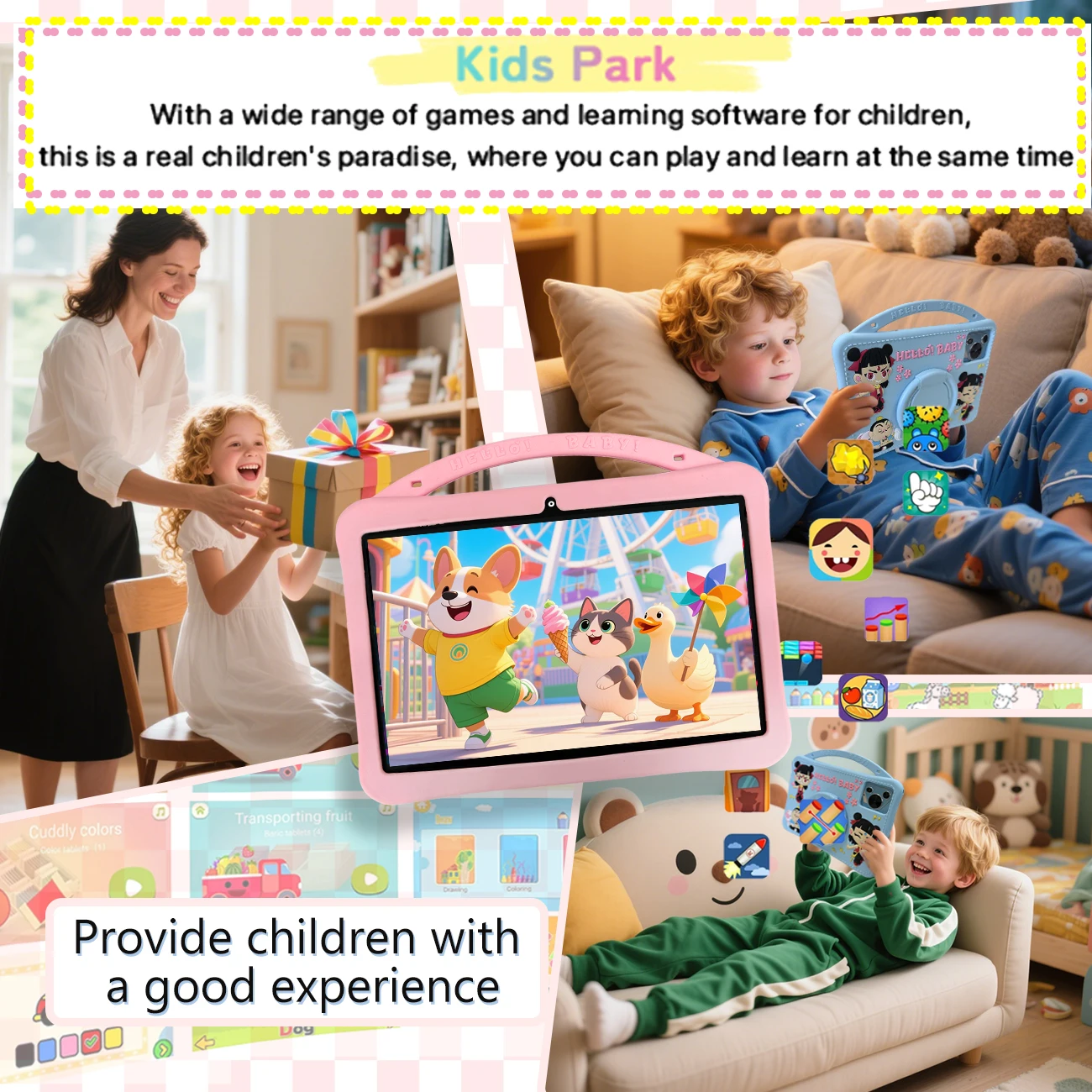 แท็บเล็ตสําหรับเด็ก 10.1 , Android, ความละเอียดสูง, กล้องคู่, รองรับการเชื่อมต่อไร้สาย, การควบคุมโดยผู้ปกครอง, หลายภาษา