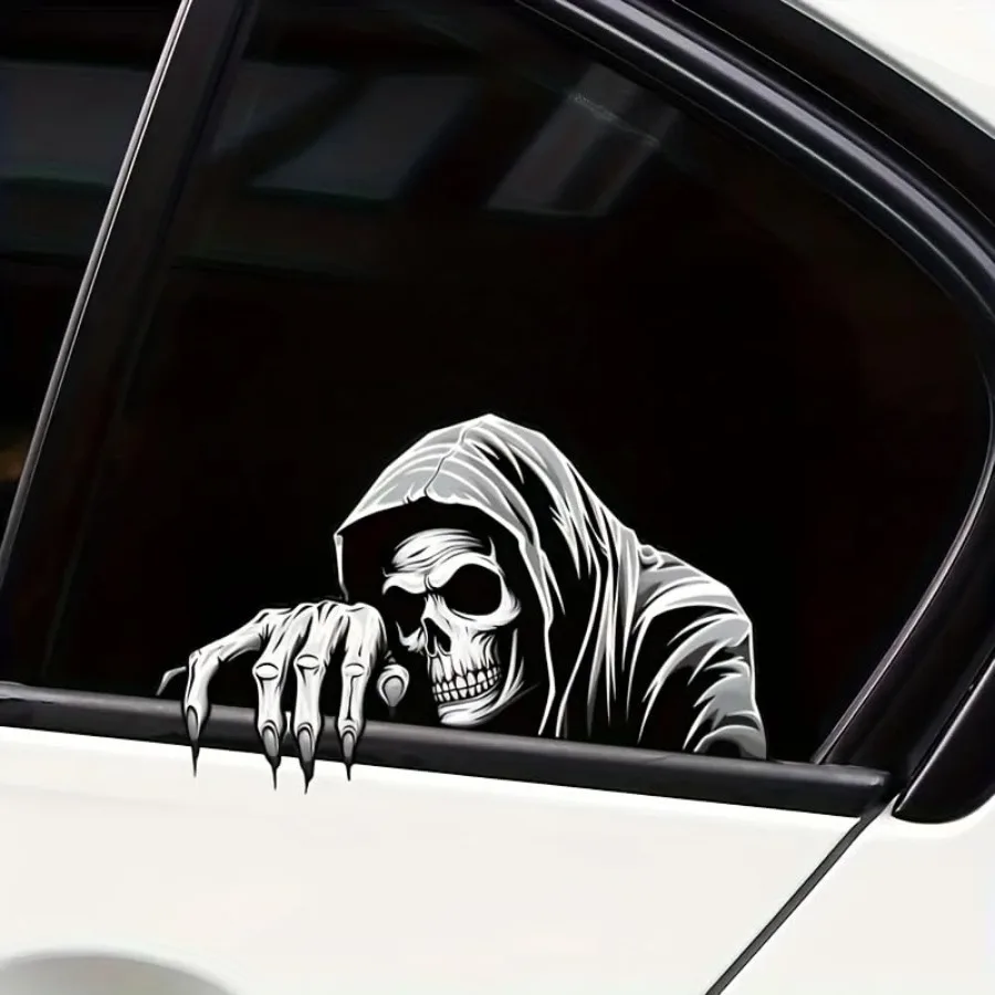Skull Guard Horror Stickers, Waterproof PVC Decals in Black for Car Truck Motorcycle Laptop Toolbox Luggage Boat Door Window De