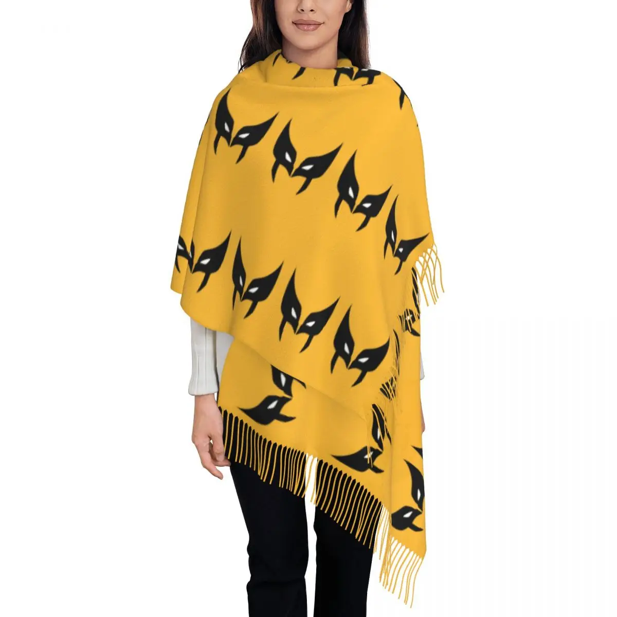 

Custom Wolverine Mask Tassel Scarf Women Winter Fall Warm Shawl Wrap Female Scarves