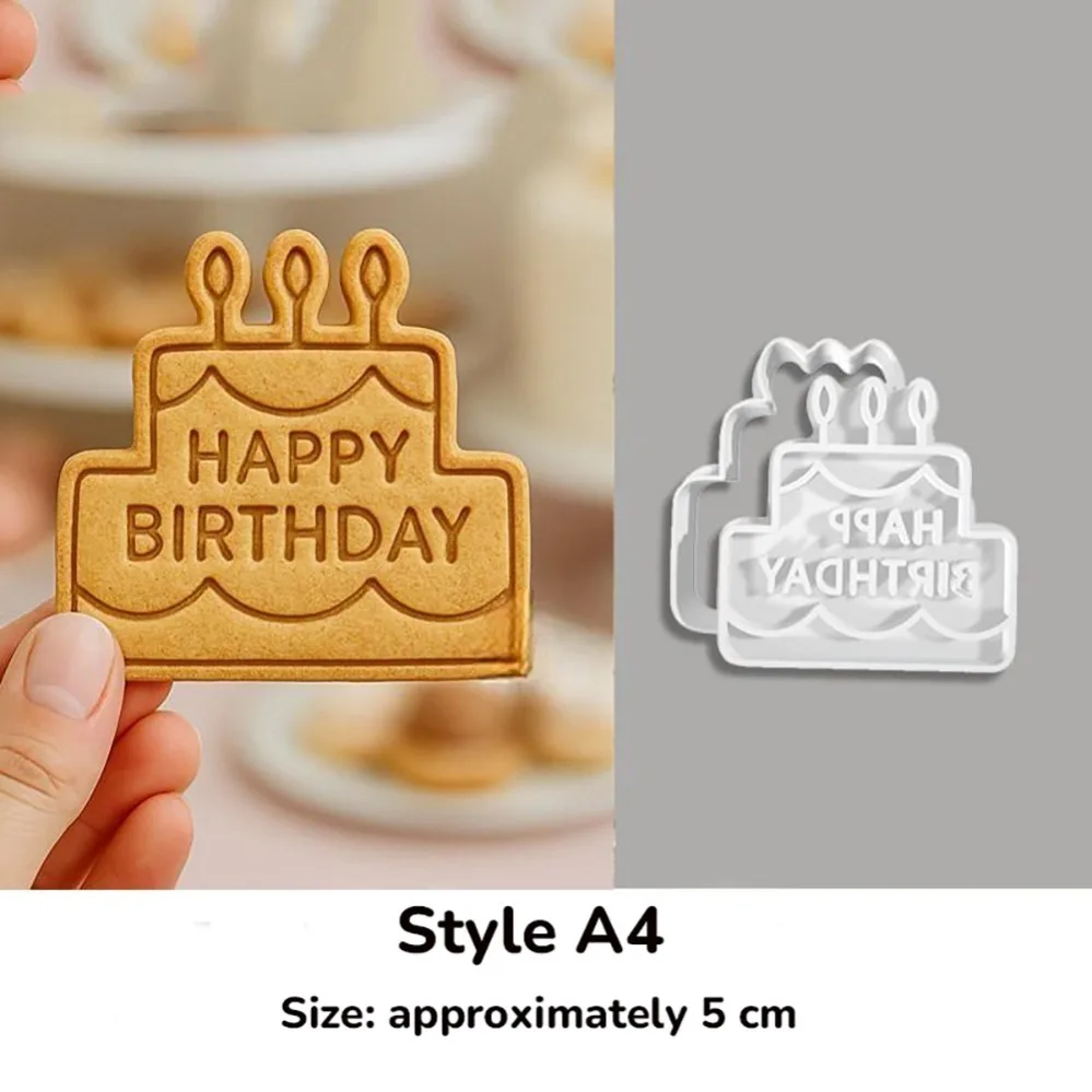 Happy Birthday Cookie Mold DIY Stampcookie Cutters Baking Accessories