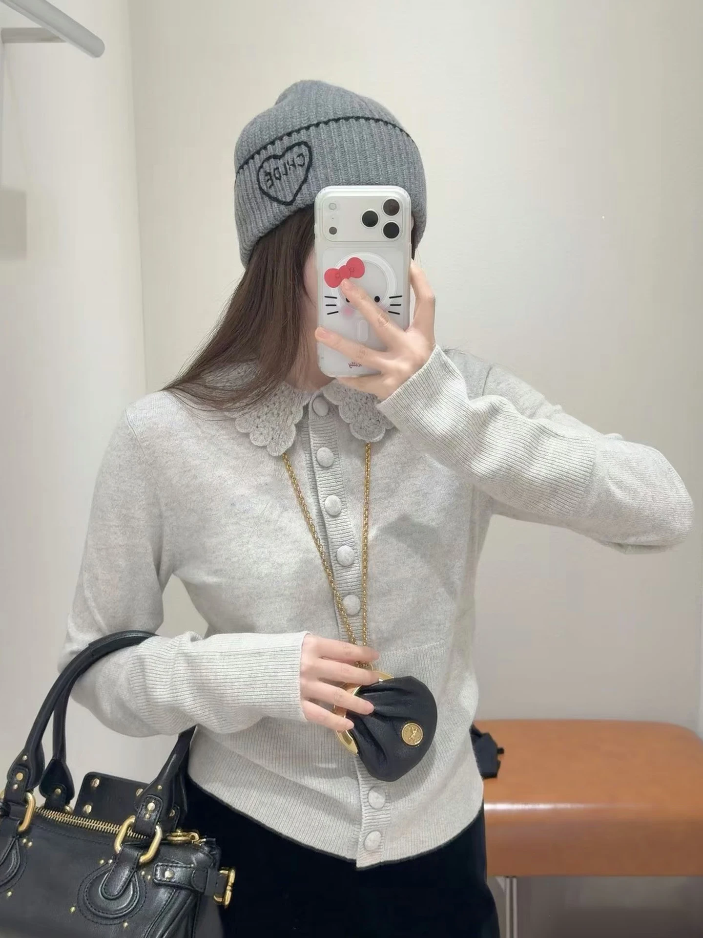 

MOSA Women's Knitted Cardigan Svel Long Doll Collar Slim Fit Layering Sweater Top Commute Sle Simple Design