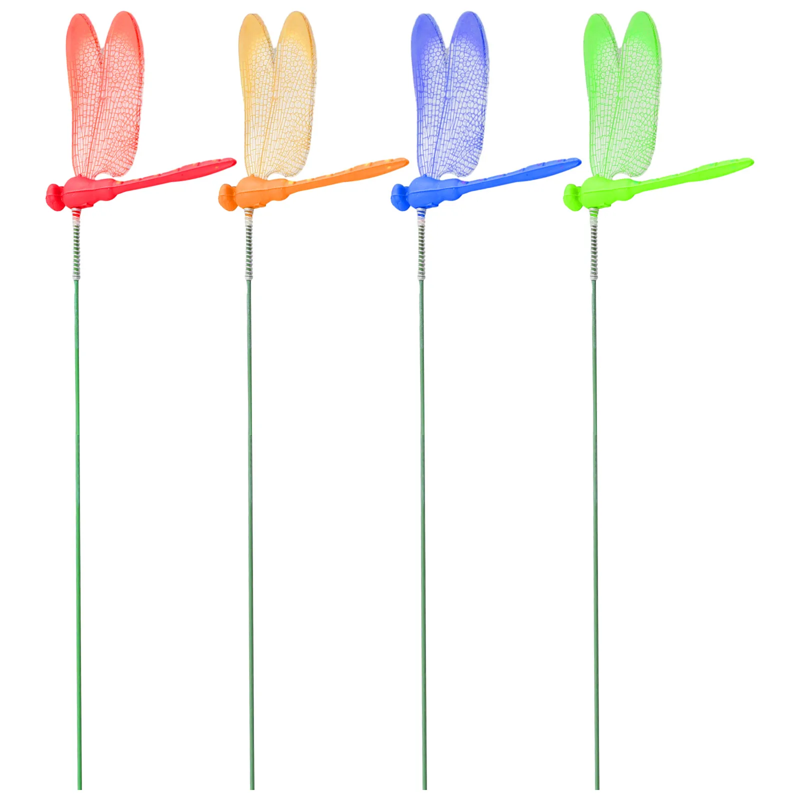 10PCS Garden Dragonfly Stakes for Outdoor Yard Flower Pot Bed Decoration with Realistic Wind Vibrating Wings PVC