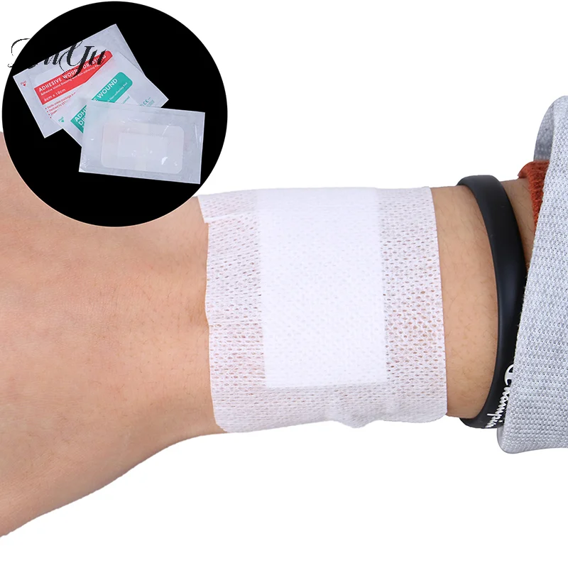 

10Pcs Non-woven Wound Patches Dressing Breathable Self-adhesive Wound Dressing Band Aid Bandage Hemostasis Wound First Aid 6*7cm