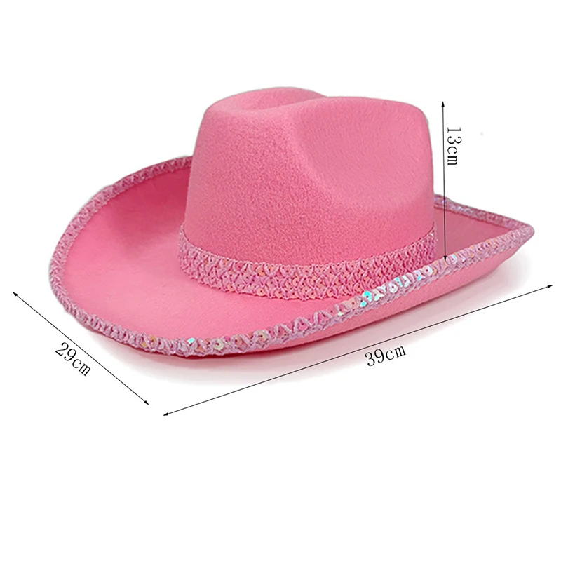 Women Men Sequin Cowgirl Hat Sparkly Western Cap Wide Brim Sun Hat for Outdoor Party Stage view 6