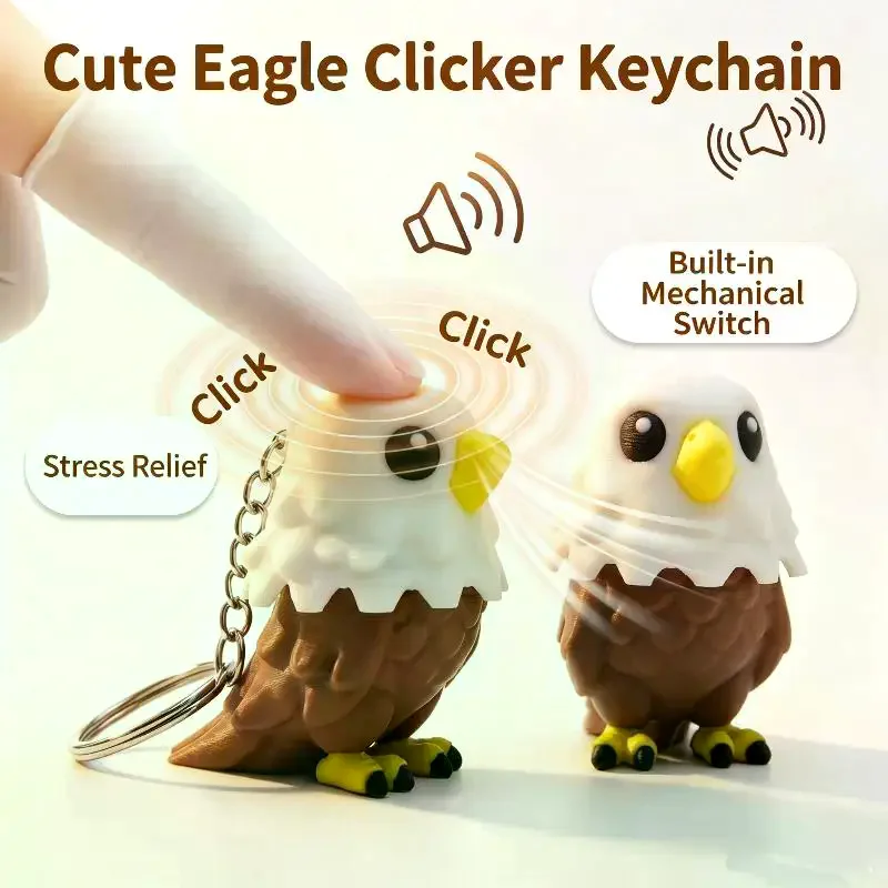 Cute Frog Eagle Chick Broccoli Fidget Keychain Built In Mechanical Buttons Stress Relief For Office Relaxation Daily Commute