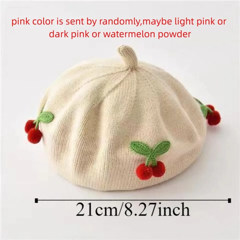 جميل الكرز محبوك اليقطين قبعة يندبروف الشتاء الطفل القبعات الدافئة لينة الوليد بونيه القبعات الشتاء/الخريف #6