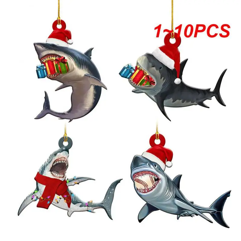 Fish Christmas Car Ornament 2D Acrylic Christmas Pendant Large Mouth Fish Ornaments Decorations Supplies For Vehicle