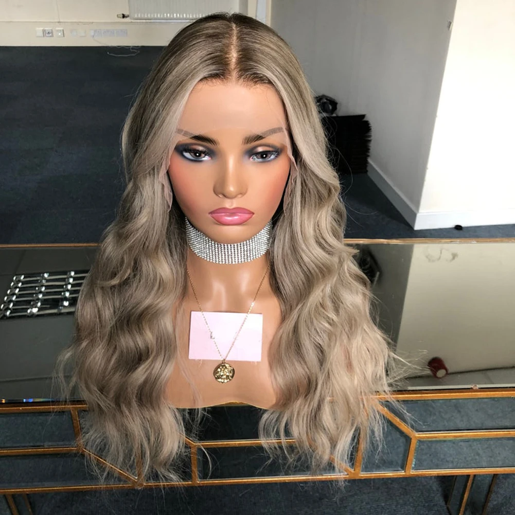 

Loose Wave Blonde Wig Golden Highlights Lace Front Wigs Large Cap Size Heat Resistant Synthetic Hair Cosplay Wigs for Women