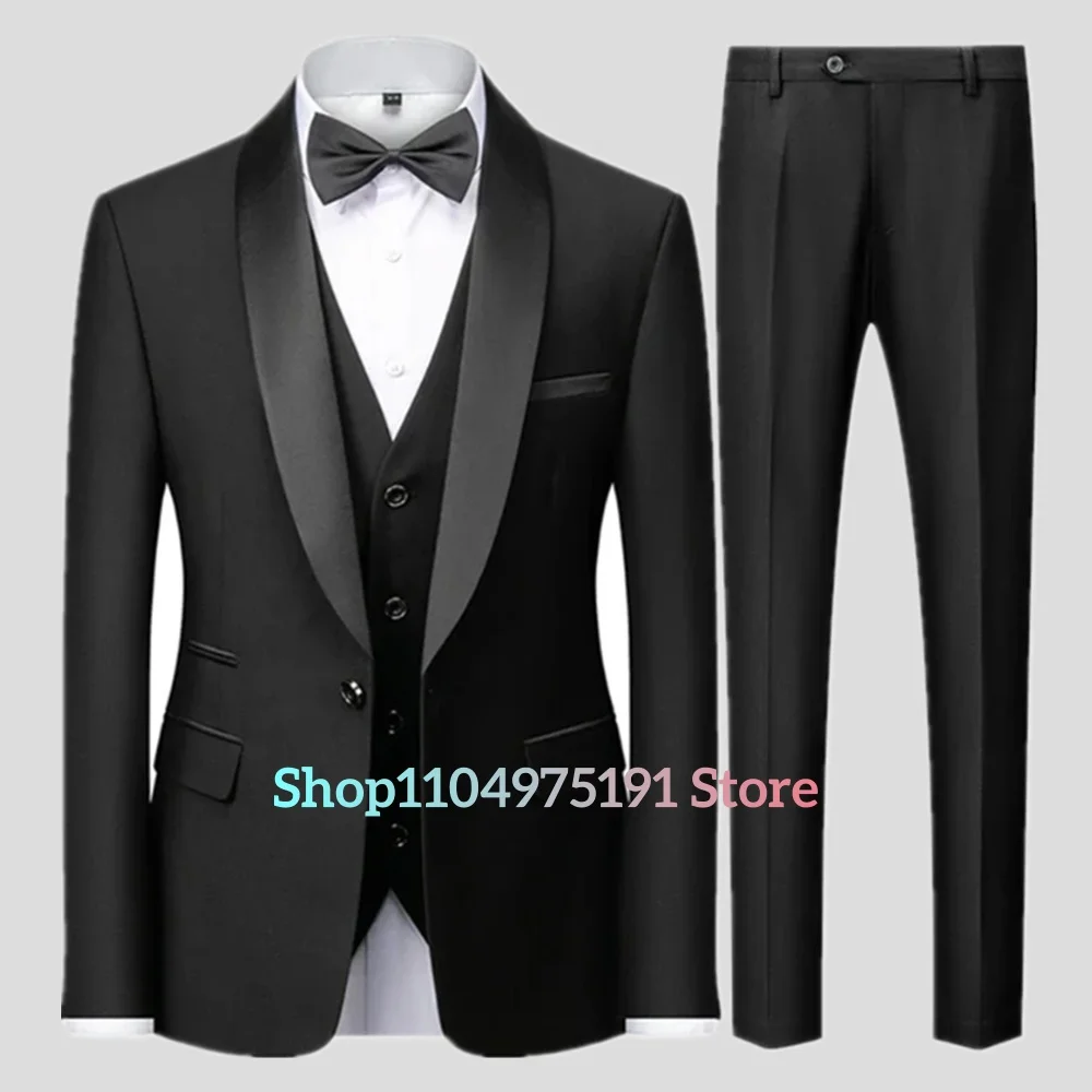 Garnitur slim-fit; Męski garnitur w stylu western z blokami kolorów na przyjęcie. Garnitur męski 3-częściowy ((Marynarka+Kamizelka+Spodnie))