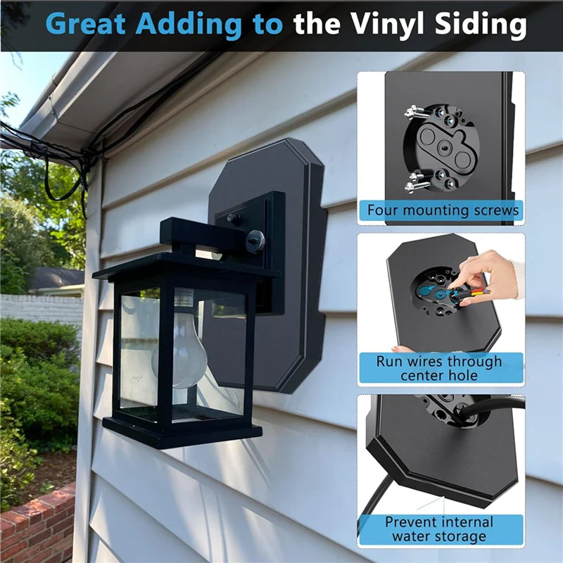 

ABHB-2X Siding Mounting Kit, 8141DBL Light Mounting Block, Siding Mounting Plate For Lap Double And 4 Inch Siding Black