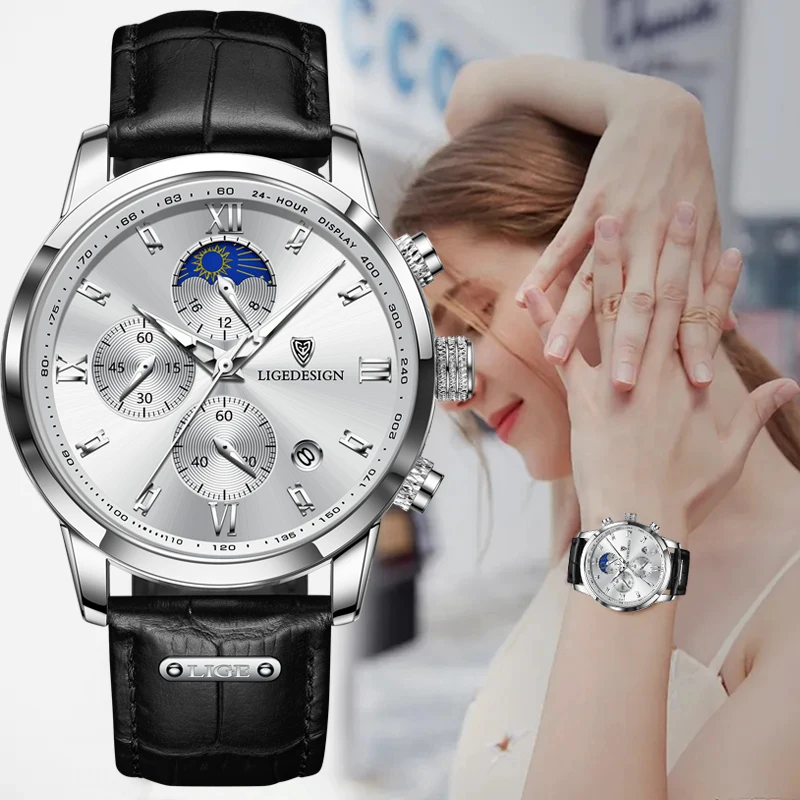 

LIGE Original Design Women Watch Creative Fashion Women Quartz Wristwatches Top Brand Luxury Leather Ladies Watch Montres Femmes