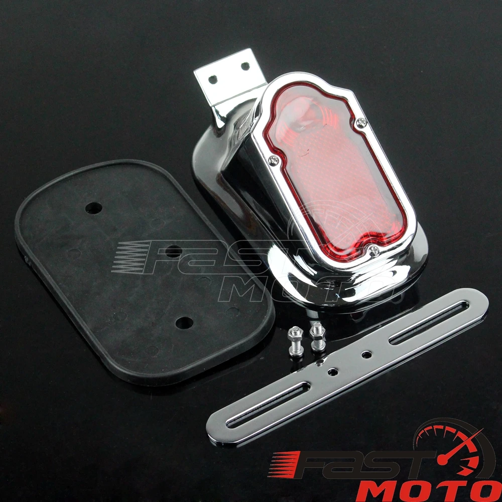 Motorcycle Red Tombstone Tail Light Rear Fender Stop Lamp w/ License Plate Bracket For Harley Chopper Bobber Custom XL Custom