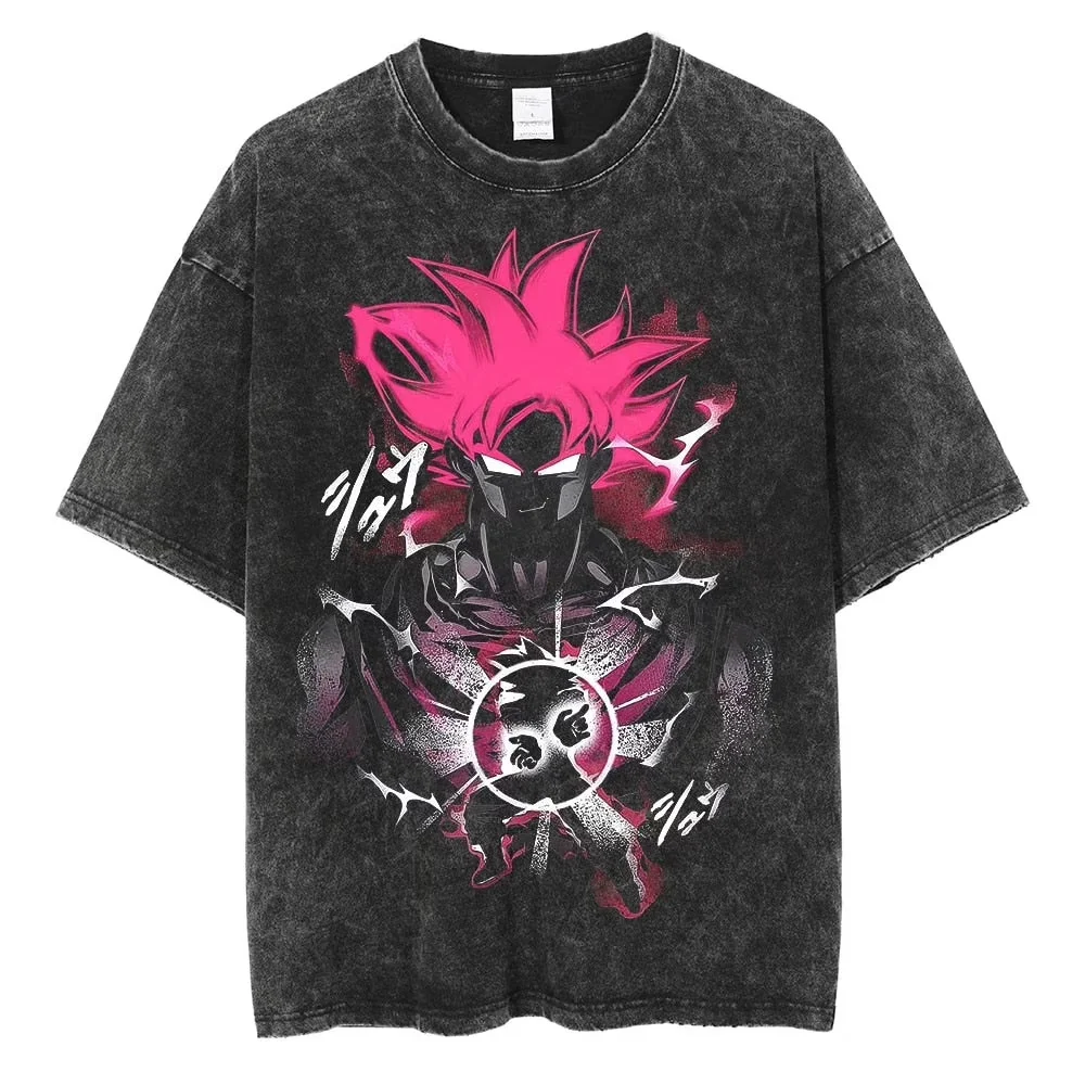 

Винтажная черная футболка с принтом Dragon Ball Goku Black Rose, 100% хлопок, с круглым вырезом, повседневная, оверсайз, с коротким рукавом, для мужчин и женщин